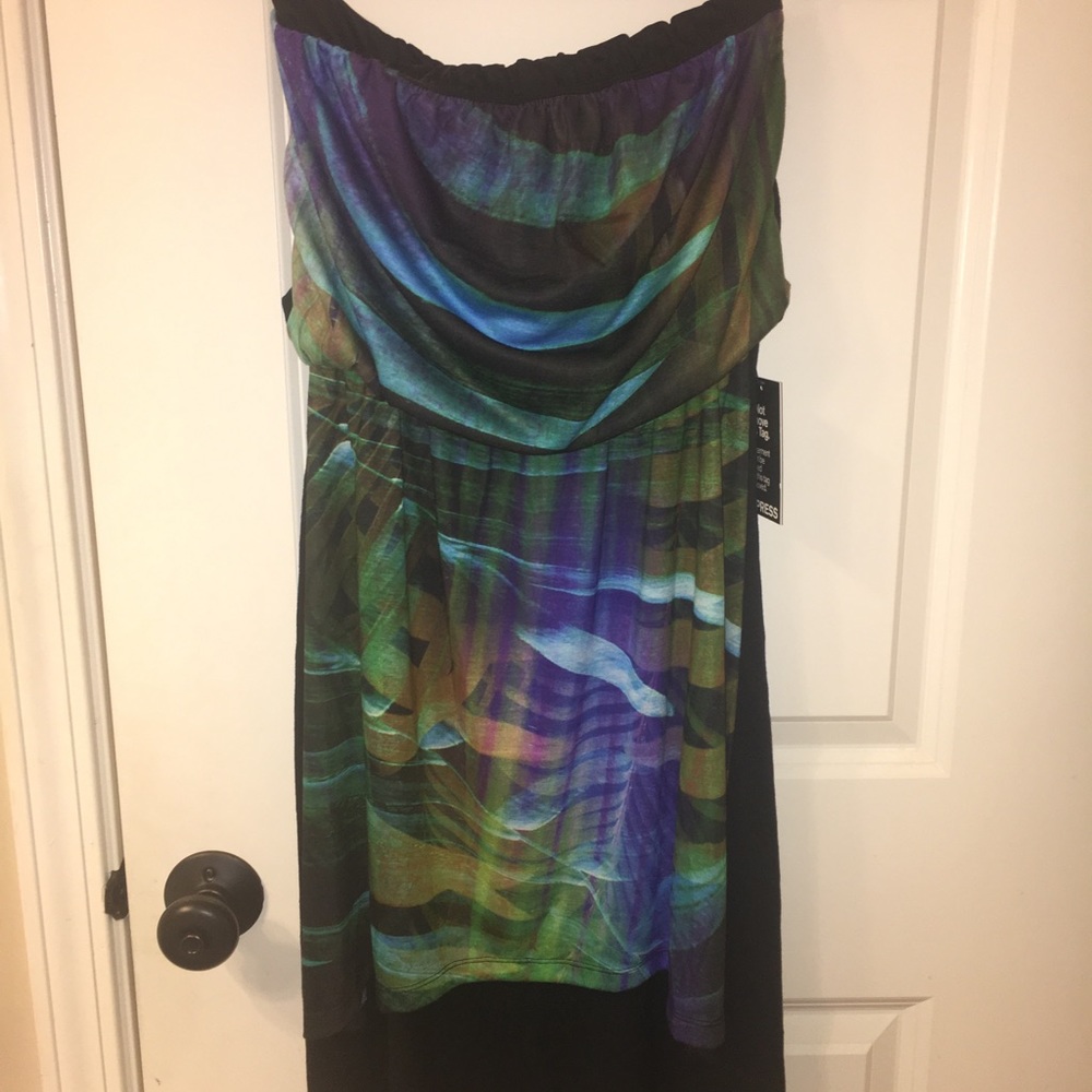 Strapless hi-low dress